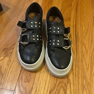 J Slides Black Sneakers with Silver Studs